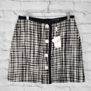 Marc Jacob tweed mini skirt Sz 10 merino a line button down A16C